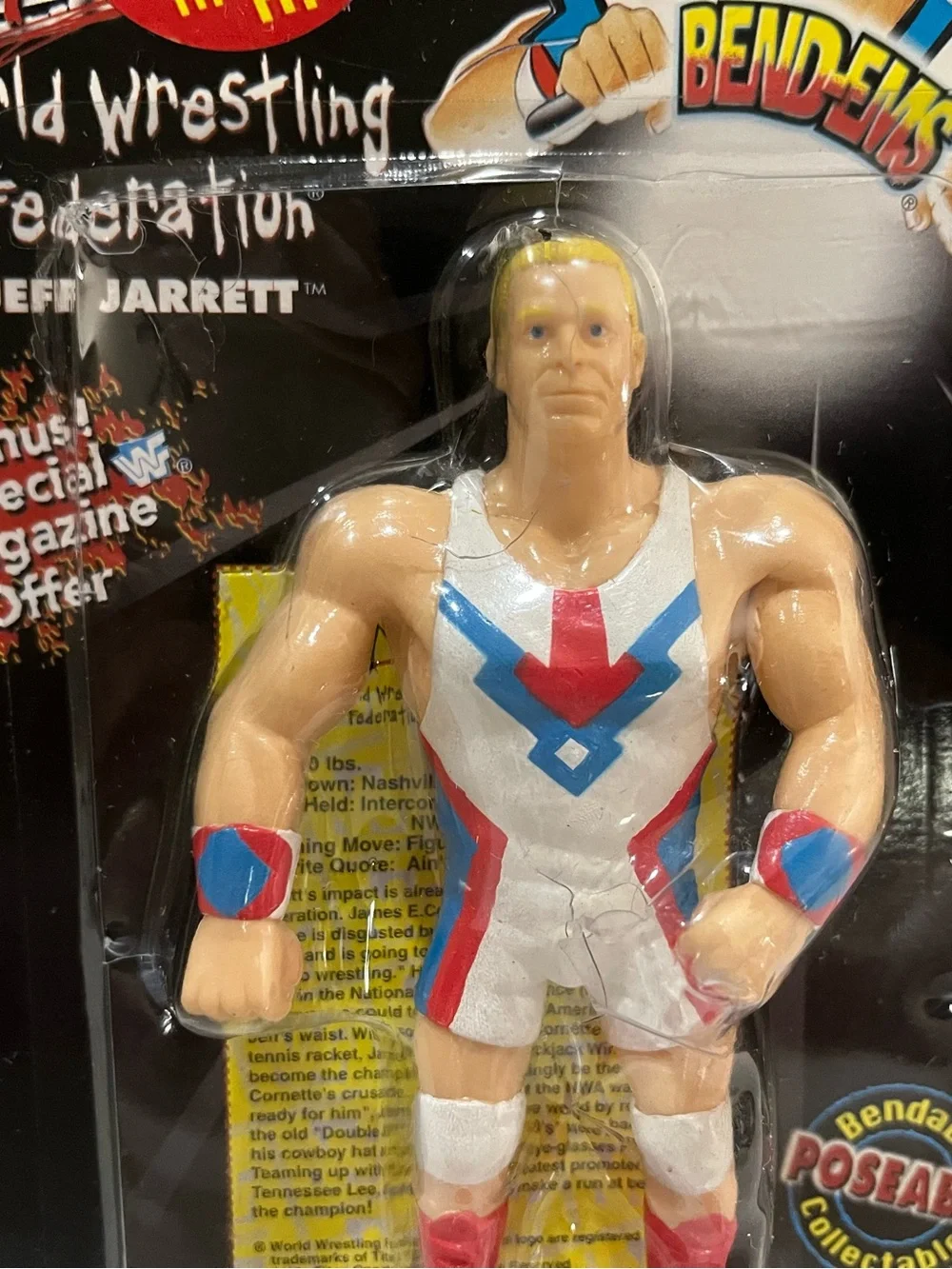 WWF/ WWE Jeff Jarrett Bend Em Action Figure Wrestling Toy